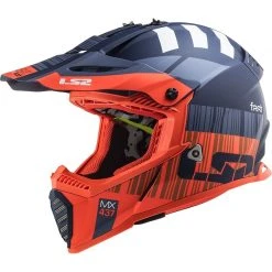 Cross Enduro Motorcycle Helmet Ls2 MX437 Fast Mini XCODE Orange Fluo Matt Blue