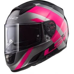 Fiber Integral Helmet LS2 FF397 Vector Trident Titanium Pink Double Visor