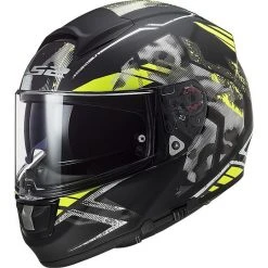 Full Face Helmet Motorcycle HPFC Ls2 FF397 VECTOR EVO Black Stencil Matt Yellow Fluo