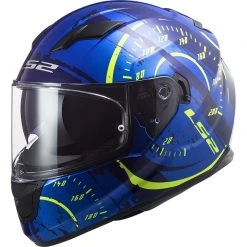 Full Face Motorcycle Helmet Double Visor Ls2 FF320 Stream Evo TACHO Blue Yellow Fluo