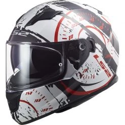 Full Face Motorcycle Helmet Double Visor Ls2 FF320 Stream Evo TACHO White Black Red