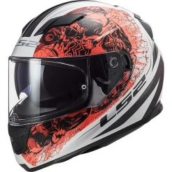 Full Face Motorcycle Helmet Double Visor Ls2 FF320 STREM EVO Throne White Orange