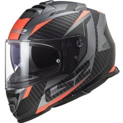 Full Face Motorcycle Helmet Double Visor Ls2 FF800 STORM Racer Orange Fluo Titanium Matt