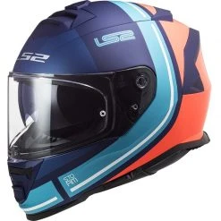 Full Face Motorcycle Helmet Double Visor Ls2 FF800 Storm SLANT Blue Orange