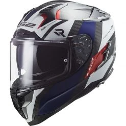 Full Face Motorcycle Helmet In Carbon Ls2 FF327 CHALLENGER C Alloy White Blue Red