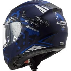 Full Face Motorcycle Helmet In HPFC Ls2 FF397 VECTOR EVO Blue Matt Stencil -LS2 Sales full face motorcycle helmet in hpfc ls2 ff397 vector evo blue matt stencil 85434