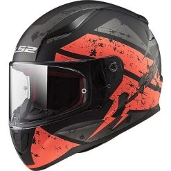 Integral Motorcycle Helmet Ls2 FF353 Rapid Deadbolt Black Opaque Orange