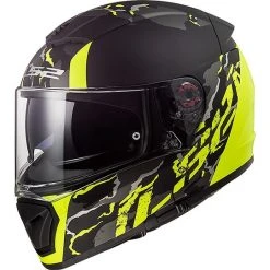 Integral Motorcycle Helmet LS2 FF390 BREAKER Feline Black Yellow Fluo Matt