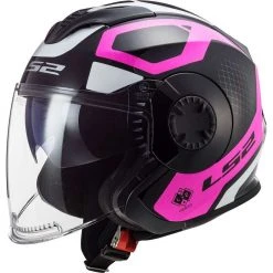 Jet Helmet Double Visor Motorcycle Ls2 OF570 VERSO Marker Matte Black Purple