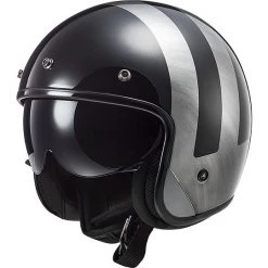 Jet Ls2 Custom Motorcycle Helmet OF601 BOB Lines Black Jeans