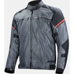 LS2 Riva Man Perforated Summer Motorcycle Jacket Dark Gray Red