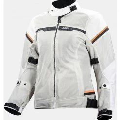 LS2 Summer Perforated Motorcycle Jacket Riva Lady Light Gray Orange