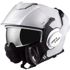 Modular Motorcycle Helmet With LS2 FF399 VALIANT Tilt Shift Luminous White