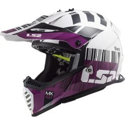 Moto Cross Enduro Helmet Ls2 MX437 Fast Mini XCODE White Purple