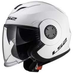 Moto Jet Helmet LS2 OF570 Towards Double Visor Mono White