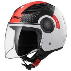 Moto Jet Helmet OF562 Ls2 Airflow Long With Visor Long Condor White Red