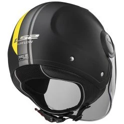 Moto Jet Helmet OF562 Ls2 Airflow Long With Visor Long Metropolis Black Yellow Hy Vision -LS2 Sales moto jet helmet of562 ls2 airflow long with visor long metropolis black yellow hy vision 86143