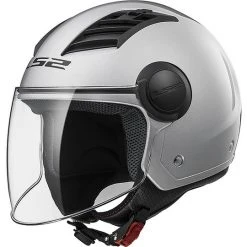 Moto Jet Helmet OF562 Ls2 Airflow Long With Visor Long Silver