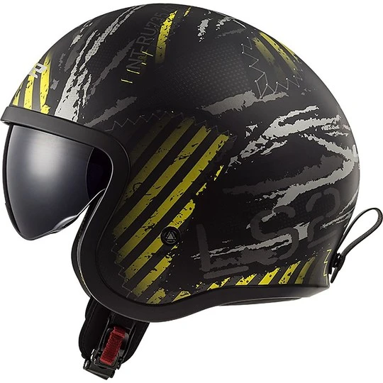 Motorcycle Helmet Custom Jet LS2 OF599 SPITFIRE Garage Black Yellow Fluo 14 Motorcycle Helmet Custom Jet LS2 OF599 SPITFIRE Garage Black Yellow Fluo - Image 12