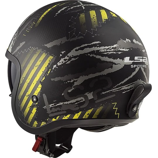 Motorcycle Helmet Custom Jet LS2 OF599 SPITFIRE Garage Black Yellow Fluo 15 Motorcycle Helmet Custom Jet LS2 OF599 SPITFIRE Garage Black Yellow Fluo - Image 13