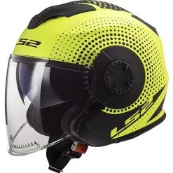 Motorcycle Helmet Jet Double Visor Ls2 OF570 VERSO Spin Yellow Fluo Matt