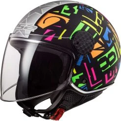 Motorcycle Helmet Jet LS2 OF558 SPHERE LUX Crisp Black Yellow Fluo + Dark Visor