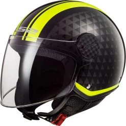 Motorcycle Helmet Jet LS2 OF558 SPHERE LUX Crush Black Yellow Fluo + Dark Visor