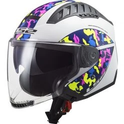 Motorcycle Helmet Jet Ls2 OF600 COPTER Crispy White Yellow Fluo