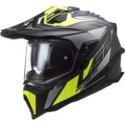 Off Road Motorcycle Tourism Helmet In Carbon Ls2 MX701 Explorer C FOCUS Matt Titanium Yellow Fluo