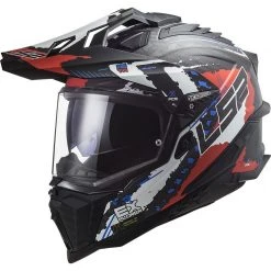 Off Road Touring Motorcycle Helmet In Carbon Ls2 MX701 Explorer C Extend Matt Red