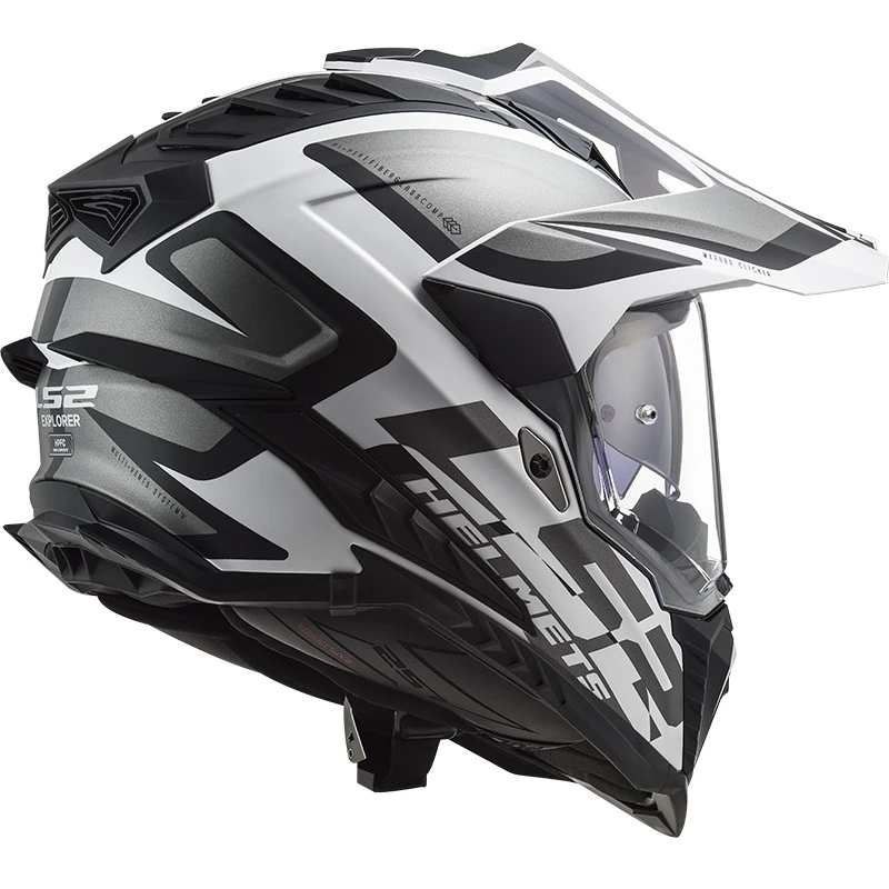 Off Road Touring Motorcycle Helmet In HPCF Ls2 MX701 Explorer ALTER Matt Black White 6 Off Road Touring Motorcycle Helmet In HPCF Ls2 MX701 Explorer ALTER Matt Black White - Image 4