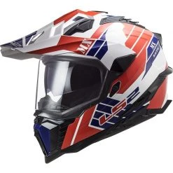 Off Road Touring Motorcycle Helmet In HPCF Ls2 MX701 Explorer ATLANTIS White Red Blue